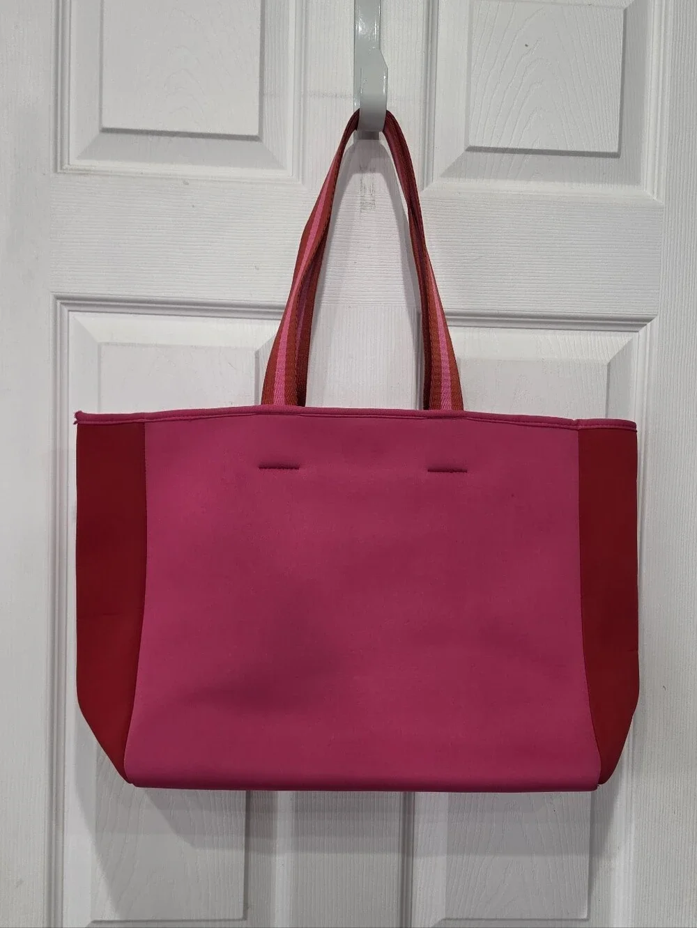 summersalt Red and Pink Striped-Handle Tote
